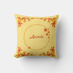 Cojín Decorativo Recuerdo de hojas de otoño naranja personalizadas