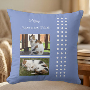 Cojín Decorativo Recuerdo de mascota gato morado y blanco añadir fo