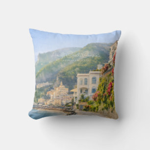 Cojín Decorativo Recuerdo de viaje romántico acuarela Costa Amalfit