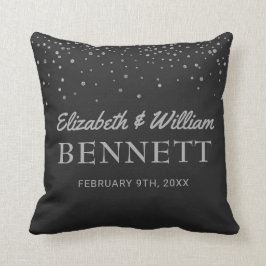 Cojín Decorativo Recuerdo negro con monograma de la bodas de plata