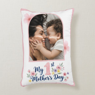 Cojín Decorativo Recuerdo Personalizado 1er Día de la Madre Floral