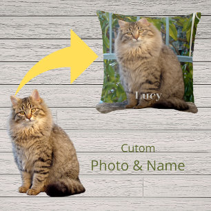 Cojín Decorativo Recuerdo personalizado de foto y nombre de mascota
