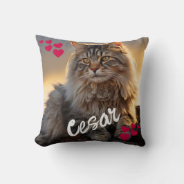 Cojín Decorativo Recuerdo personalizado de foto y nombre de mascota