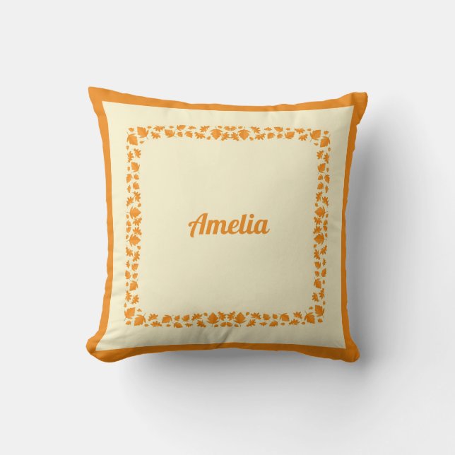 Cojín Decorativo Recuerdo personalizado de hojas de otoño minimalis (Anverso)