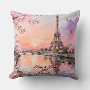 Cojín Decorativo Recuerdo personalizado de pareja en París