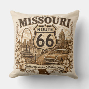 Cojín Decorativo Recuerdos de la carretera Missouri Route 66 Gatewa