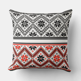 Cojín Decorativo Red and Black Folk Art Geometric Pattern Throw