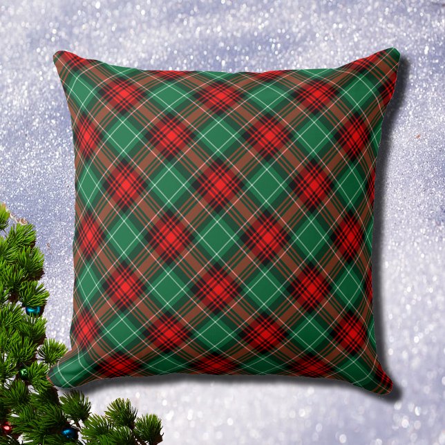 Cojín Decorativo Red and Green Holiday Plaid Throw Pillow (Holiday Red Green Plaid Throw Pillow)