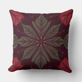 Cojín Decorativo Red and Green Leaf Square Throw Pillow