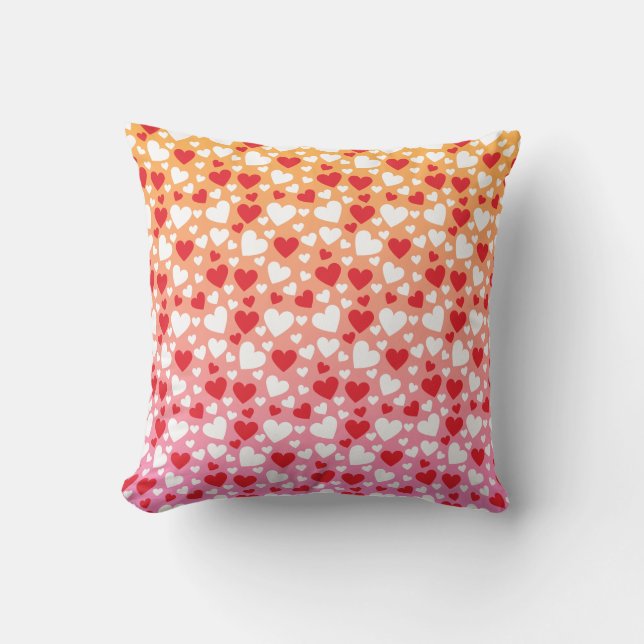 Cojín Decorativo Red and White Hearts Pattern Throw Pillow (Anverso)