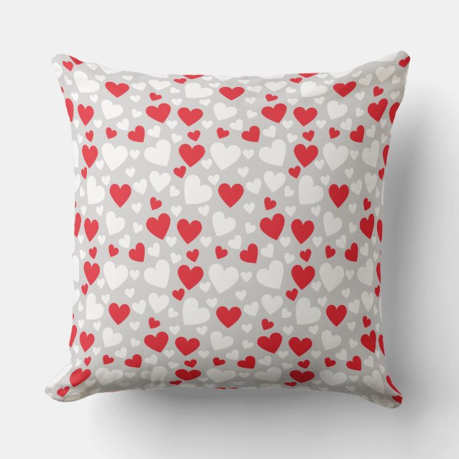 Cojín Decorativo Red and White Hearts Throw Pillow (Anverso)