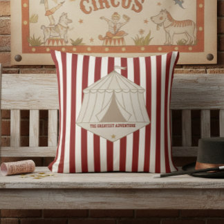 Cojín Decorativo Red and White Striped Vintage Circus Tent Pillow