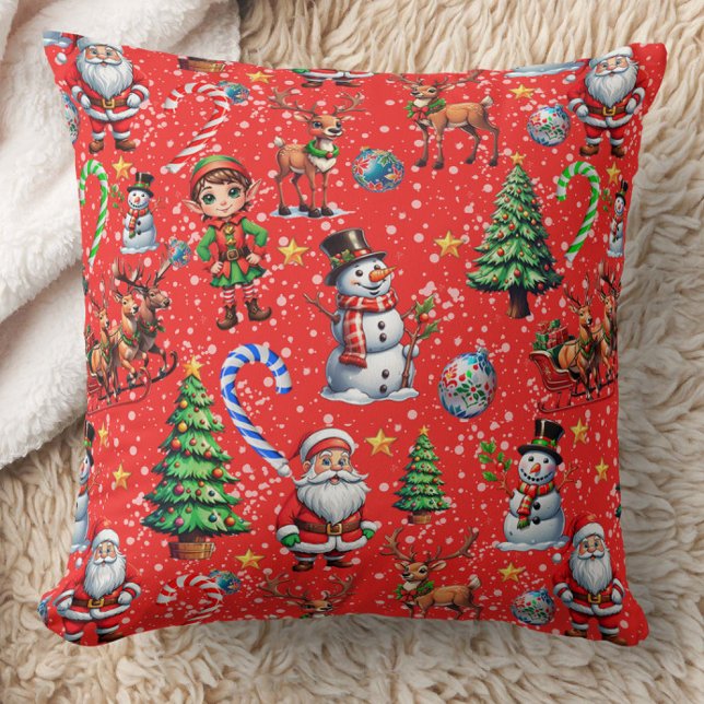 Cojín Decorativo Red Background Christmas Decorative Pattern (Subido por el creador)