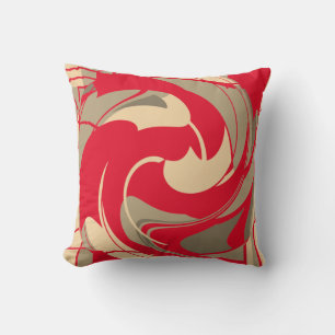 Cojín Decorativo Red Beige Taupe Swirling Abstract Flower Design