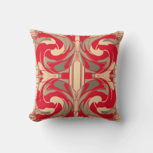 Cojín Decorativo Red Beige Taupe Swirling Ornate Grandes Desplazami