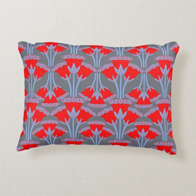 Cojín Decorativo Red Bellflower Accent Pillow | One Owl Artist (Reverso)
