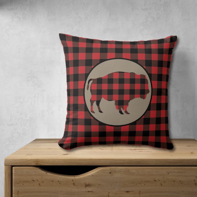 Cojín Decorativo Red Black Buffalo Plaid Bison (Subido por el creador)