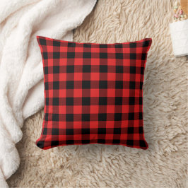 Cojín Decorativo Red Black Buffalo Plaid | Patrón de soplador