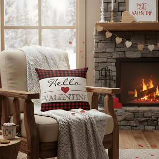 Cojín Decorativo Red & Black Hello Valentine Plaid Gingham