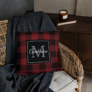 Cojín Decorativo Red Buffalo Plaid   Personal Inicial   Lanzamiento