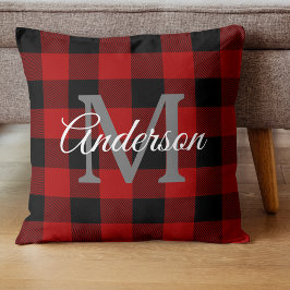 Cojín Decorativo Red Buffalo Plaid | Personal Inicial | Regalo