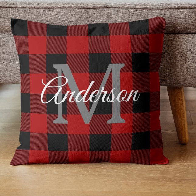 Cojín Decorativo Red Buffalo Plaid | Personal Inicial | Regalo (Subido por el creador)