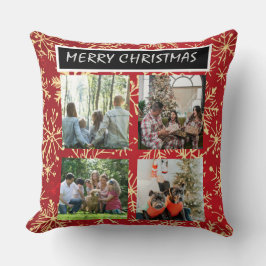 Cojín Decorativo Red Christmas Patterns 4 Photo Collage