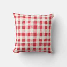 Cojín Decorativo Red Cream Plaid Stripes Birthday