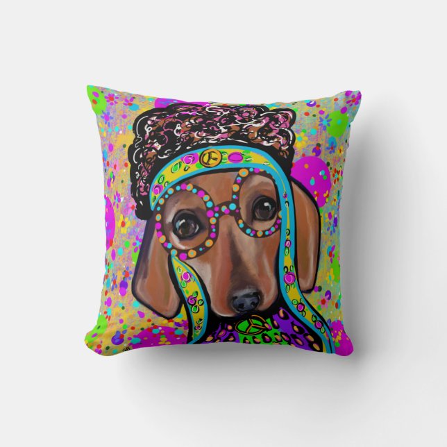COJÍN DECORATIVO RED DACHSHUND (Anverso)