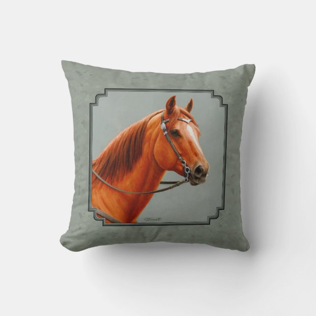 Cojín Decorativo Red Dun Chestnut Sorrel Western Quarter Horse (Anverso)