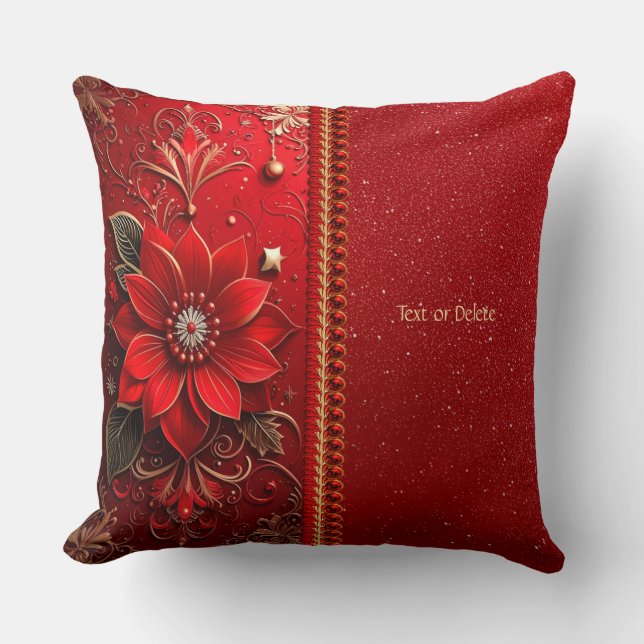 Cojín Decorativo Red Flower Holiday Throw Pillow (Anverso)