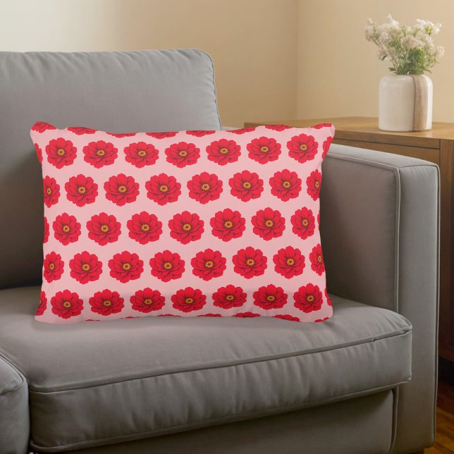 Cojín Decorativo Red Flower Seamless Pattern Accent Pillow (Accent pillow with seamless pattern of a red flower)