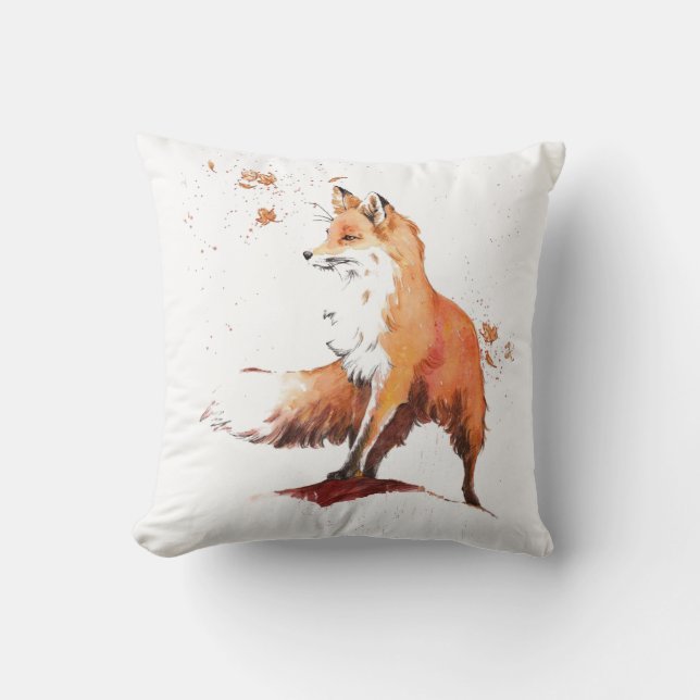 Cojín Decorativo Red Fox Watercolor
