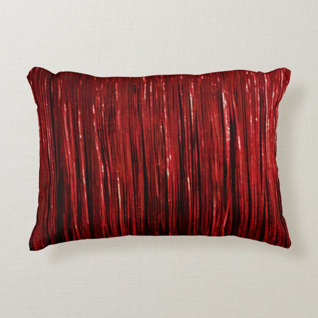Cojín Decorativo Red Glam Glitzy Tinsel Stripes (Anverso)