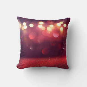 Cojín Decorativo Red glitter vintage lights background. defocusedba