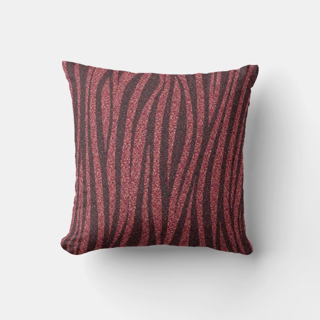 Cojín Decorativo Red Glitter Zebra Print Metallic  (Anverso)
