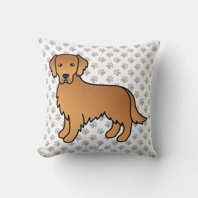 Cojín Decorativo Red Golden Retriever Cute Dog & Paws (Anverso)