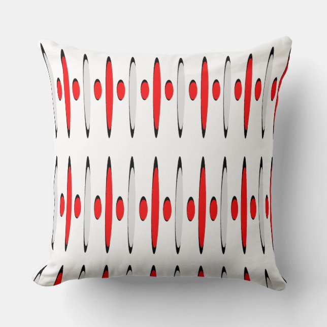 Cojín Decorativo Red Gray Black Retrofuturism Designer Modernist (Anverso)