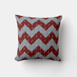 Cojín Decorativo red & gray chevron/musical notes pattern