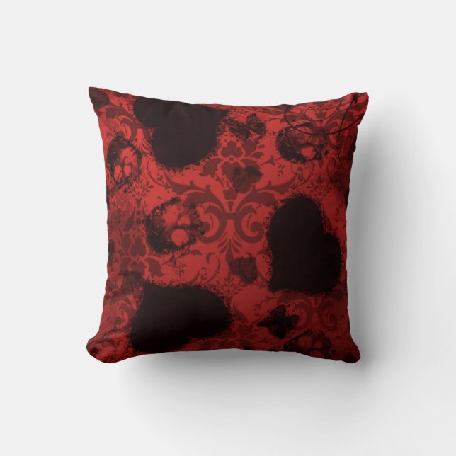 Cojín Decorativo Red Grunge Damask Valentine (Anverso)