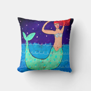 Cojín Decorativo Red Haired Mermaid Abstract Art