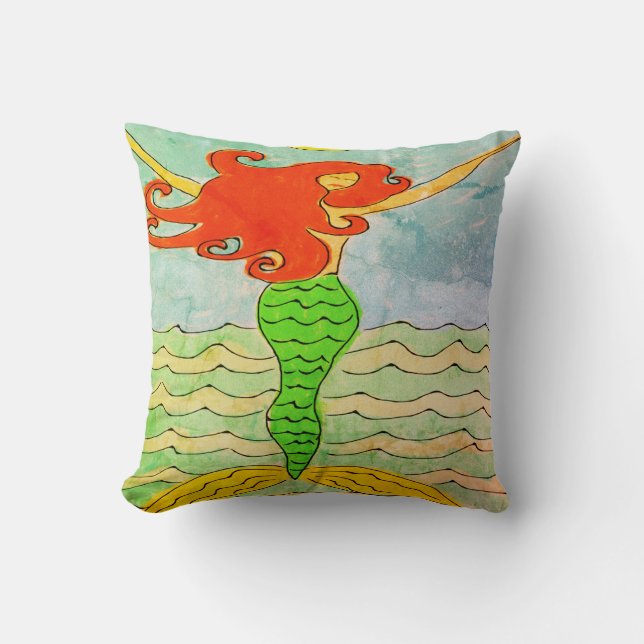 Cojín Decorativo Red Haired Mermaid Abstract Art (Anverso)