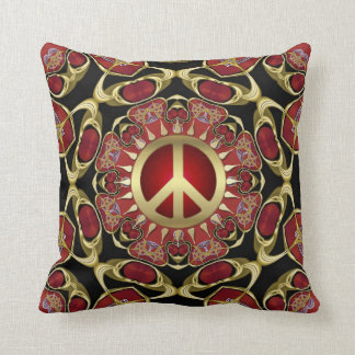 Cojín Decorativo Red Hearts Gold Peace Power Love Cushion