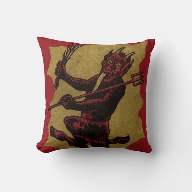 Cojín Decorativo Red Krampus Pitchfork Switch Tongue (Anverso)