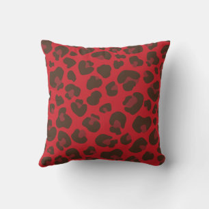 Cojín Decorativo Red Leopard Spot Impresiones de leopardo rojo