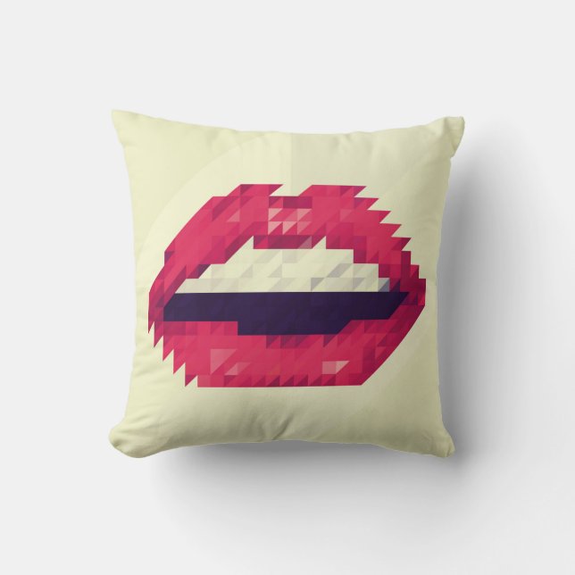 Cojín Decorativo Red lips made of small triangles, pixelshipster,pi (Anverso)