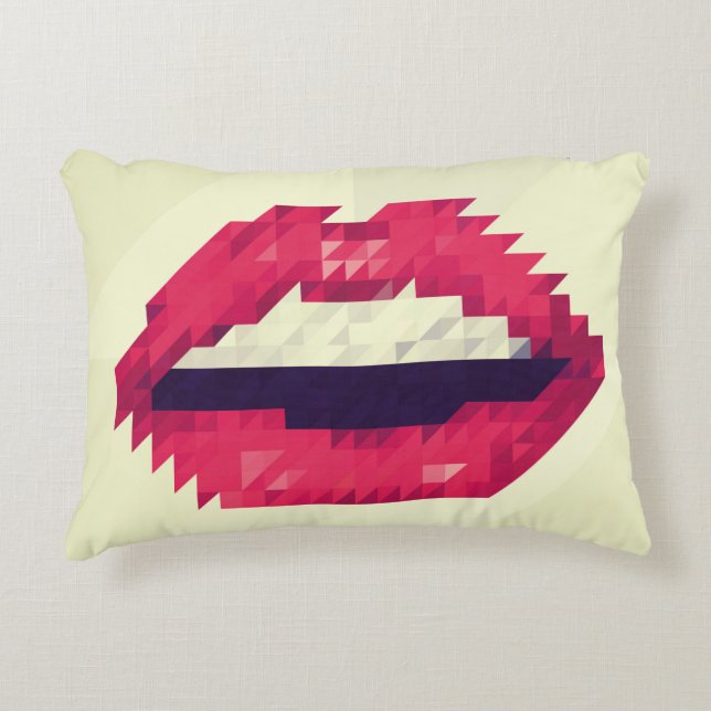 Cojín Decorativo Red lips made of small triangles, pixelshipster,pi (Anverso)