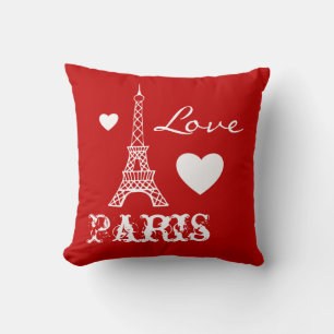Cojín Decorativo Red Love Paris Eiffel Tower Dormitorio Pillow