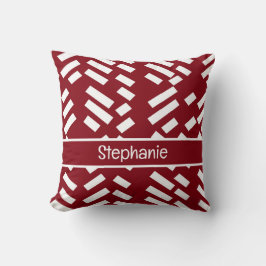 Cojín Decorativo Red Minimalist Diagonal Striped Pattern With Name