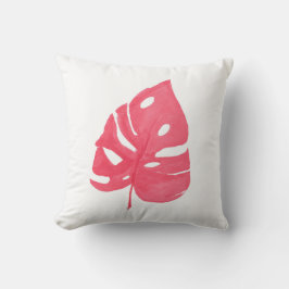 Cojín Decorativo Red Monstera leaf printed throw pillow